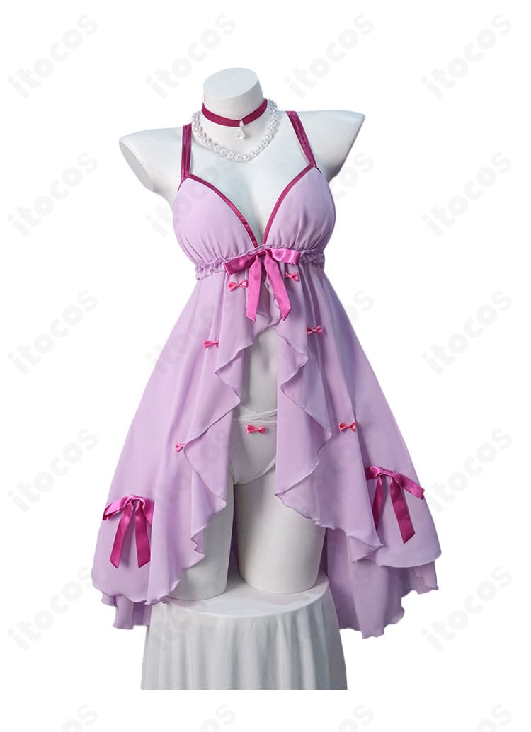 加藤恵 ランジェリーver.コスプレ衣装の正面全体。レースと花柄刺繍の配置が分かるフロントビュー。