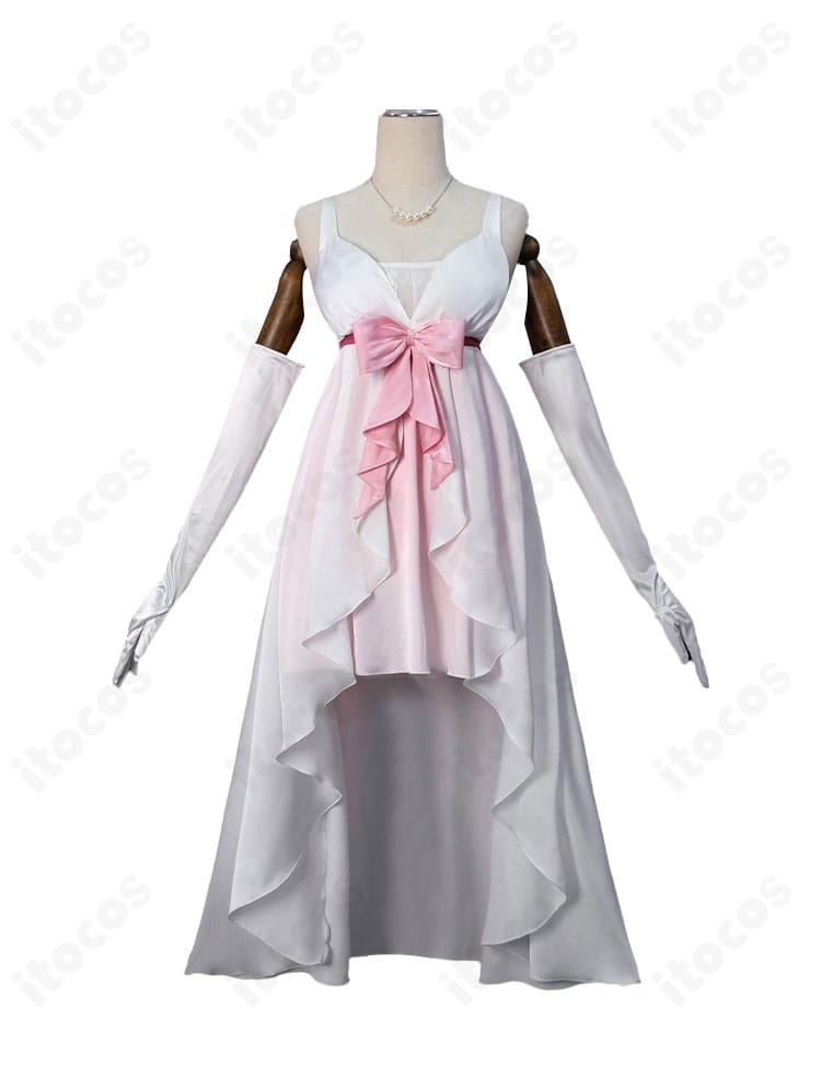 加藤恵 コスプレ衣装の正面。ワンピース、ネックレス、髪飾り、カチューシャの配置とバランスが分かる画像