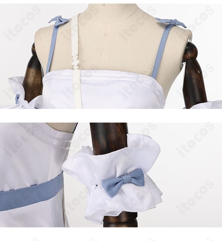 肩と腕まわりの拡大。肩装飾と腕飾りの素材感・縫製・固定方法が分かる氷室セナ私服ディテール画像。