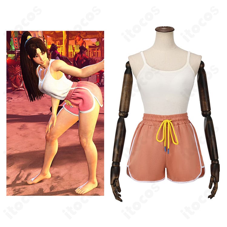 不知火舞の部屋着スタイルを再現したコスプレ衣装とキャラクターイメージの関連を示す説明画像