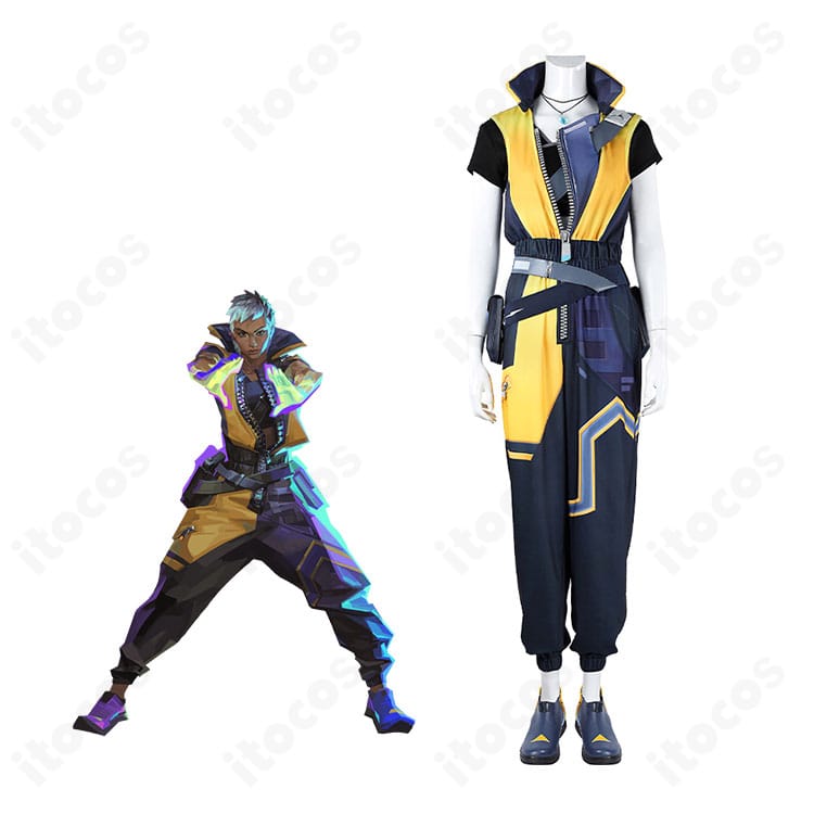 VALORANT ウェイレイの全身コスプレと公式ビジュアルの比較。衣装の再現度が分かる組み合わせ画像。