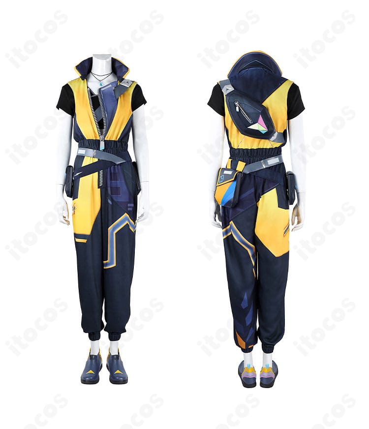 ウェイレイ コスプレ衣装の正面・背面。ジャンプスーツとトップスのシルエットと装飾を確認。