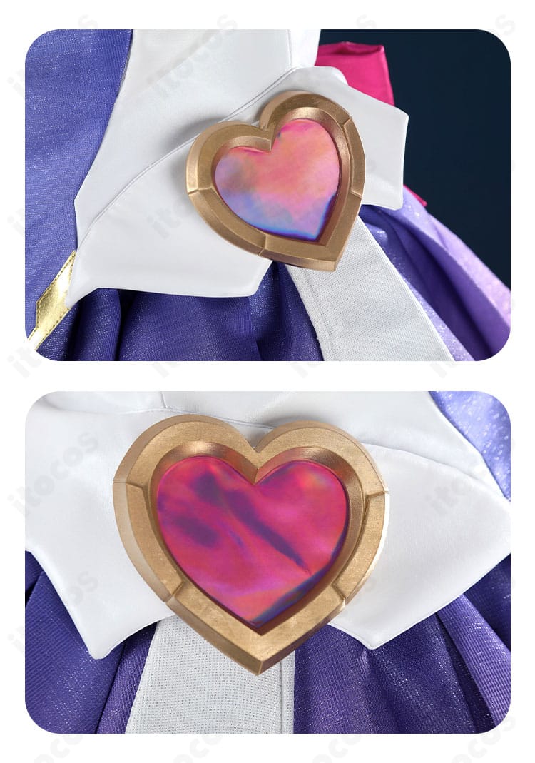 ハート型のバックデザインを強調した写真。可愛らしいアクセントと縁取りの丁寧な仕上げ