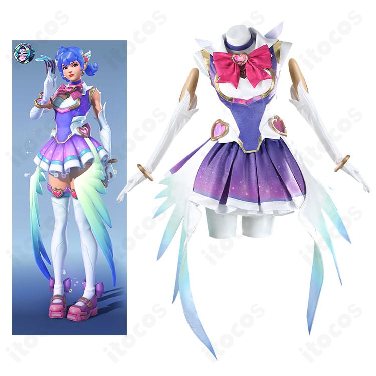 オーバーウォッチ2のキリコを魔法少女テーマで表現したコスプレ一式。ハートと羽根モチーフが印象的な全身コーデ画像