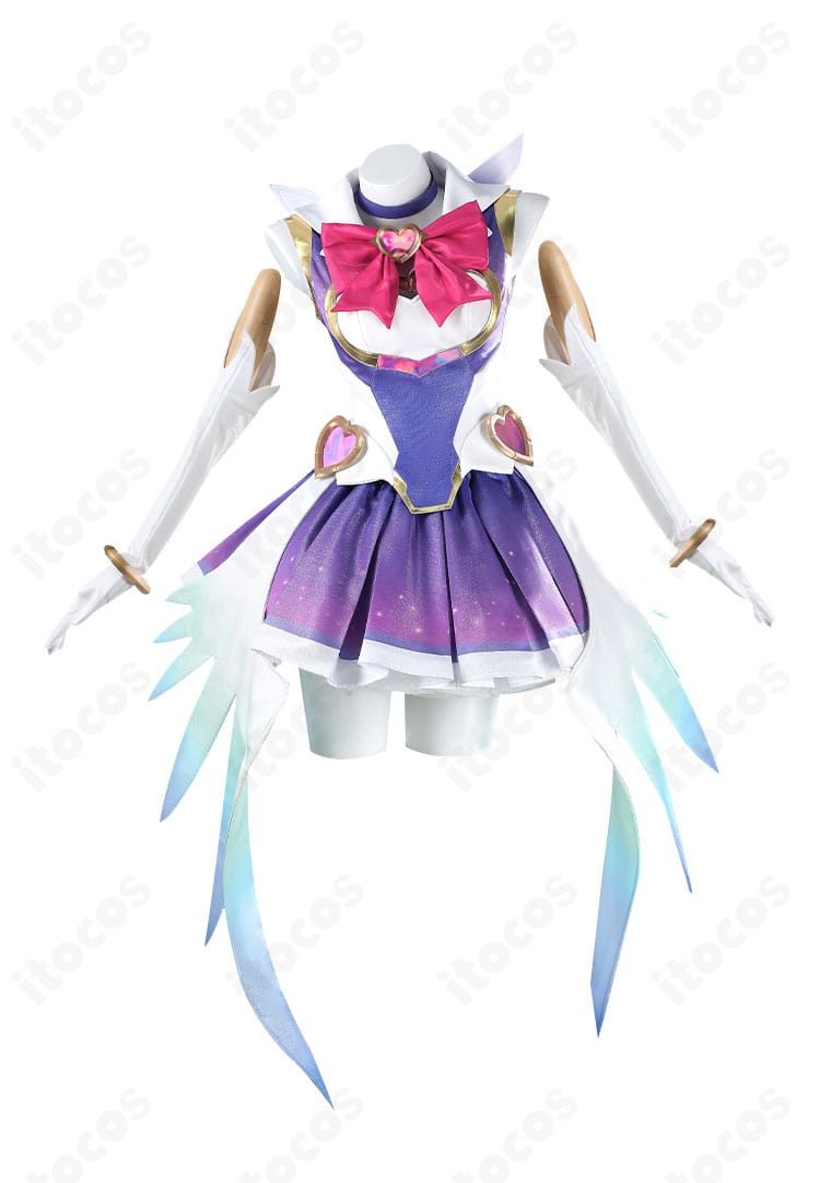 キリコの魔法少女テーマ衣装・正面全体。トップスの光沢サテンと胸元の蝶結び、スカートのラインが分かる画像