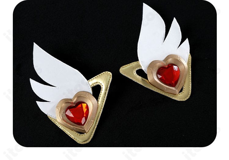 髪飾りの正面画像。華やかな意匠と配色、留め具の位置が分かる写真