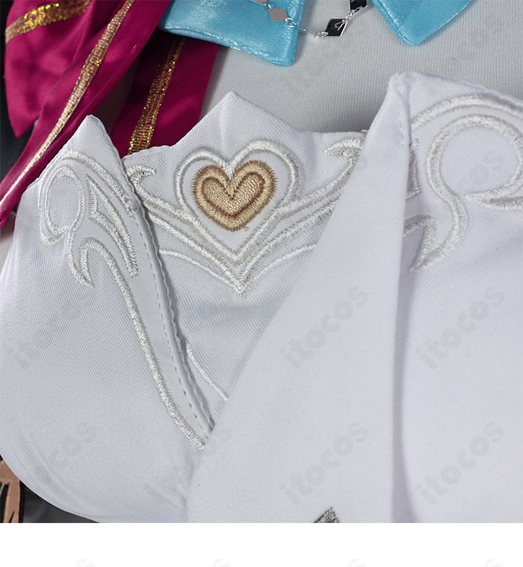 原神 エスコフィエ コスプレ衣装の襟元ディテール別角度。フォーマル感を強調するデザインが特徴。