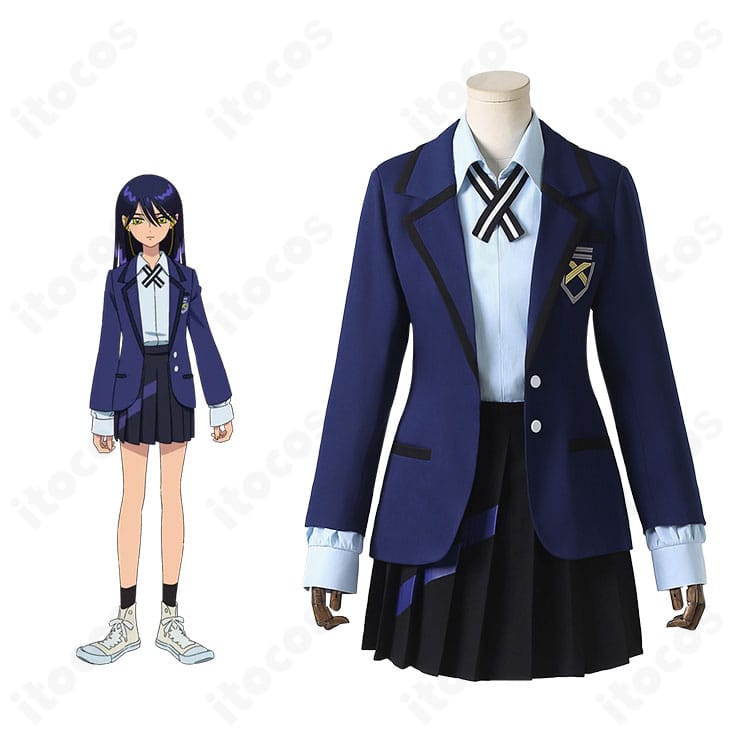 機動戦士ガンダム ニャアンの制服コスプレ衣装を着用した組み合わせ例。端正なコートと刺繍の再現度を確認できる全身イメージ。