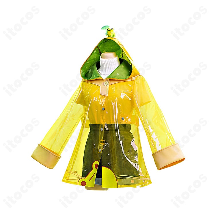 メイ衣装 右側面。コートのシルエットとレッグカバーのフィット感を確認できる画像