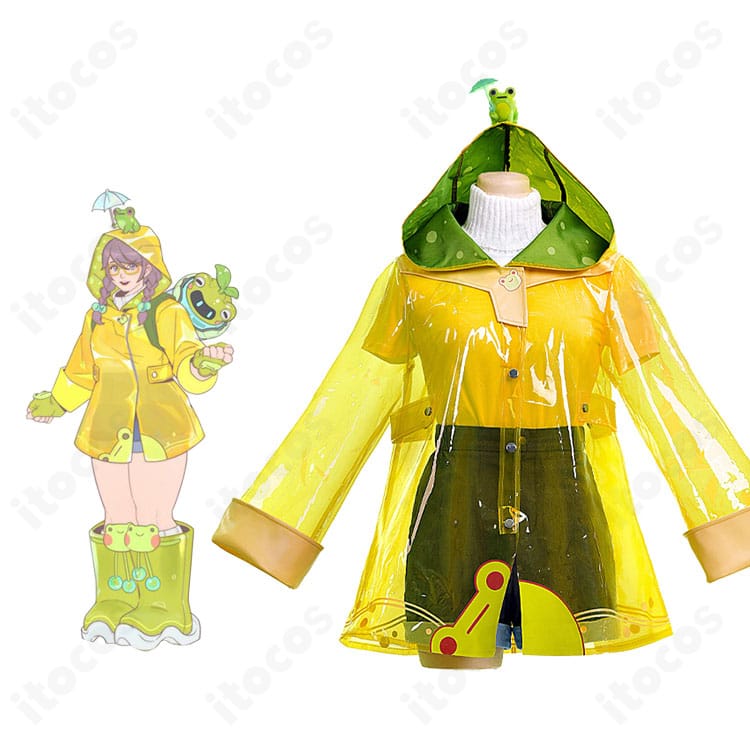 メイ（周美玲）レイニー・デイ衣装とキャラクター設定の関連を示す全身イメージ