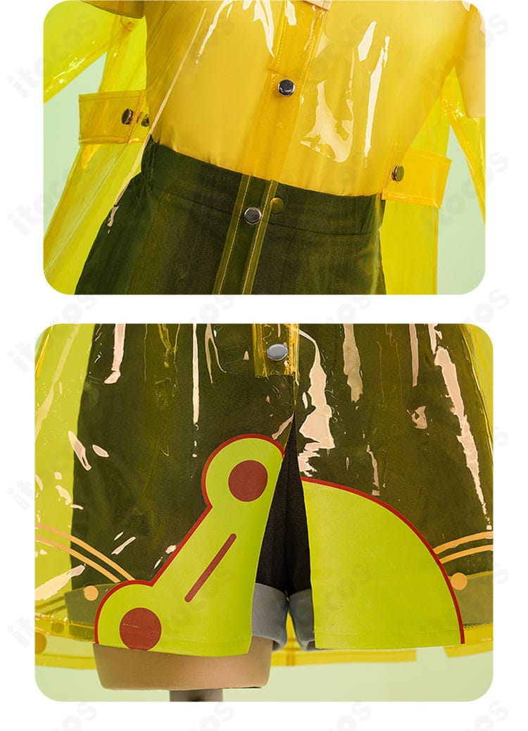 レインウェア風の装飾パーツの質感と形状を写したディテールカット