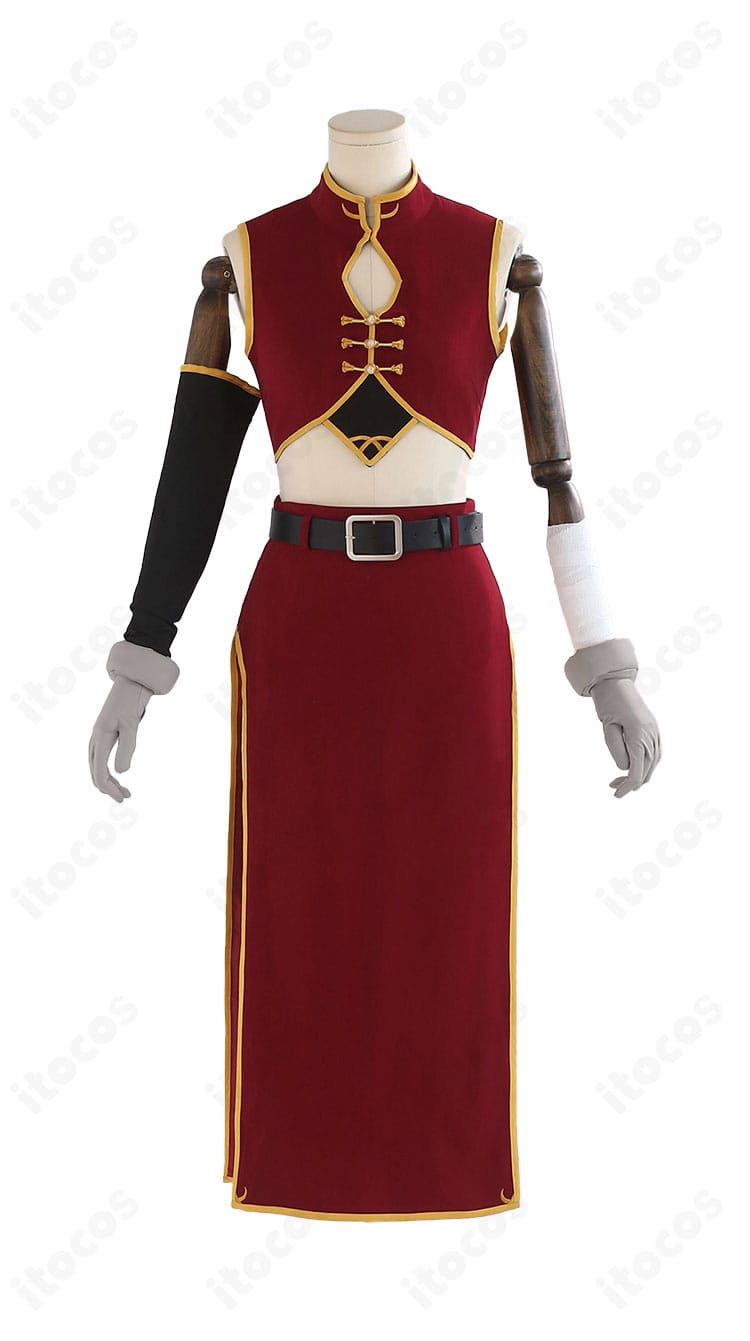 銀魂 神楽 2年後バージョン コスプレ衣装の正面全体像。チャイナ風トップスとスカート、ベルトのバランスが確認できます。