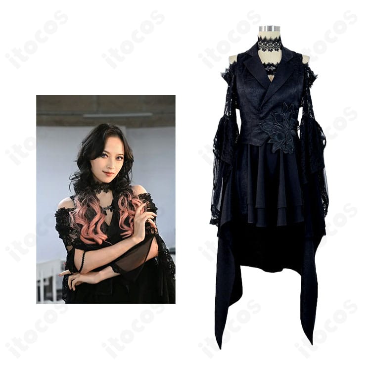 仮面ライダーガヴ グロッタ・ストマック衣装の正面とキャラクターイメージを並べた紹介画像