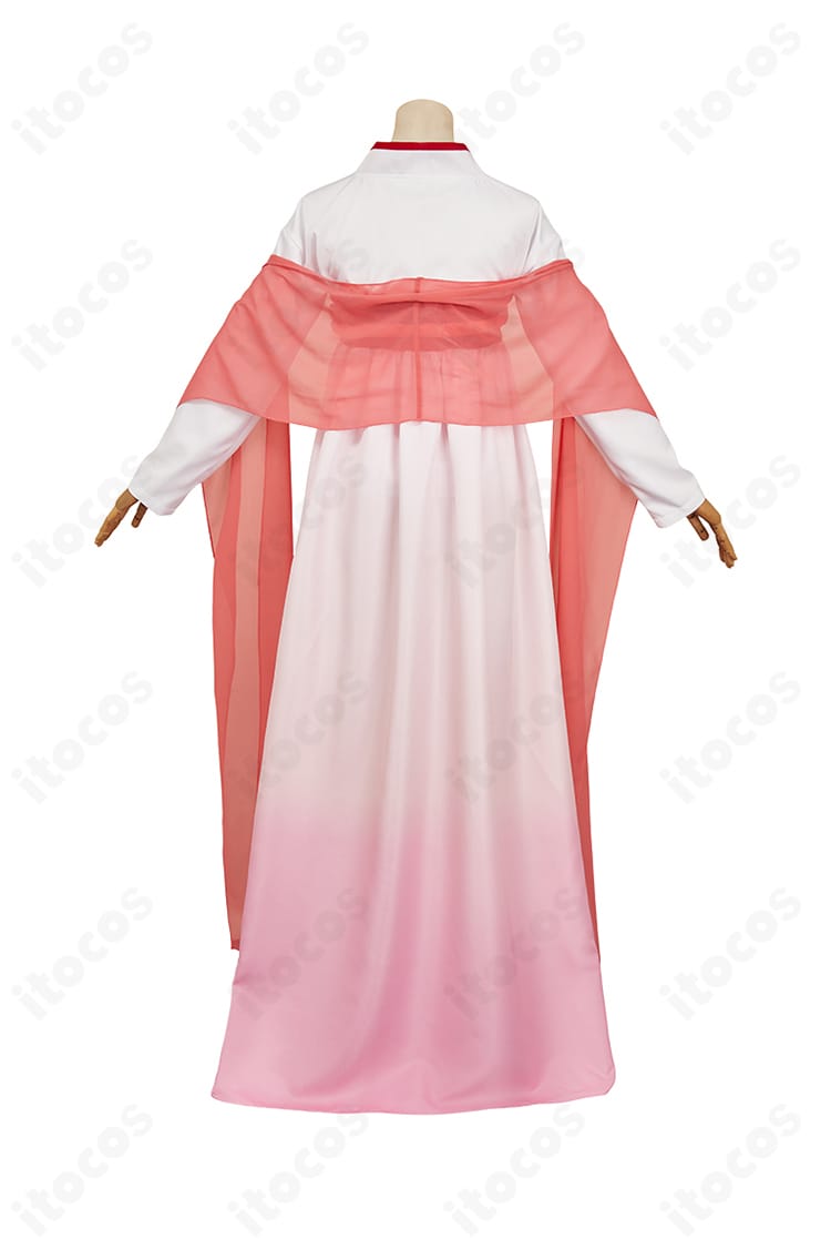 猫猫（マオマオ）衣装の背面。背中の留め構造とショールの流れ、全体シルエットを示すバックビュー。