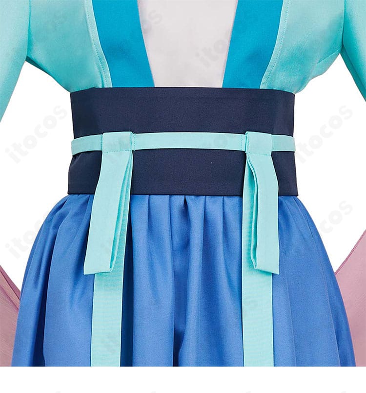 薬屋のひとりごと 猫猫コスプレ衣装の腰封（コルセットベルト）装飾ディテール。模様と留め部の構成を強調。