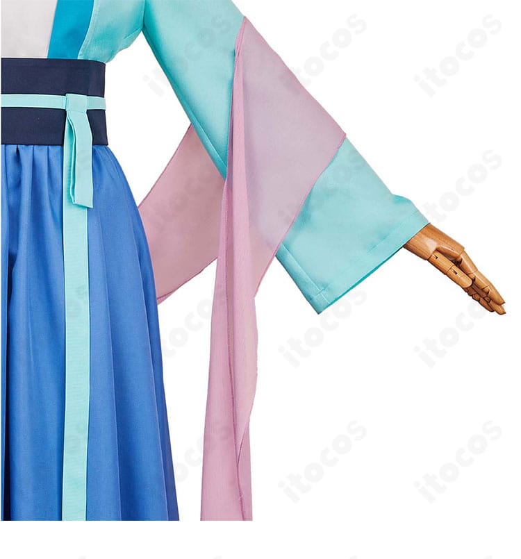 猫猫コスプレ衣装の袖口装飾ディテール。刺繍と配色のコントラストが映える接写。