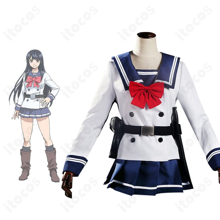 本城遊理のコスプレ衣装一式。作品「天空侵犯」のイメージを再現し、イベント向けに整えた全身コーデ例。