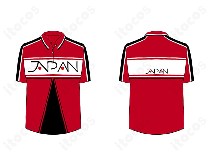 新テニスの王子様 ジャージ上着の前後ディテールと質感。ポロシャツを含むオーダーメイド対応で体型に合わせたフィット感を提供