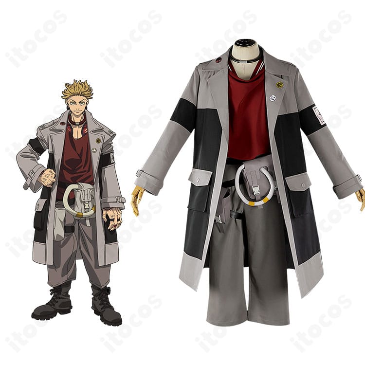 ガチアクタのキャラクター・エンジンと衣装を並置した比較イメージ。ロングコートとアクセサリーの再現度が分かる画像