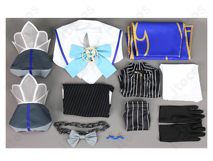 オーロ・クロニー 初期衣装コスプレのセット内容一式（トップス、スカート、インナー、マント、袖、耳飾り、手袋、髪飾り）