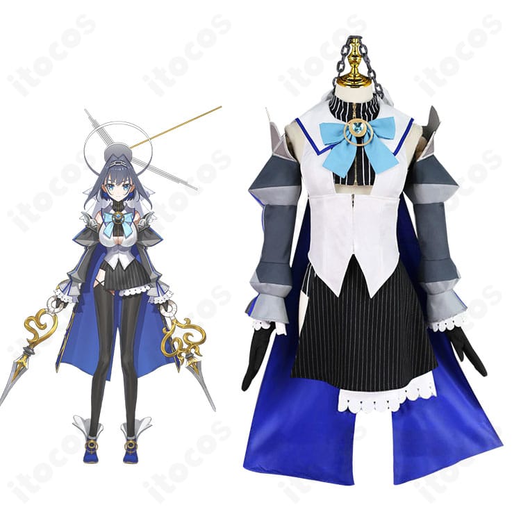 オーロ・クロニーの初期衣装コスプレ一式とキャラクターイメージを並置した紹介画像