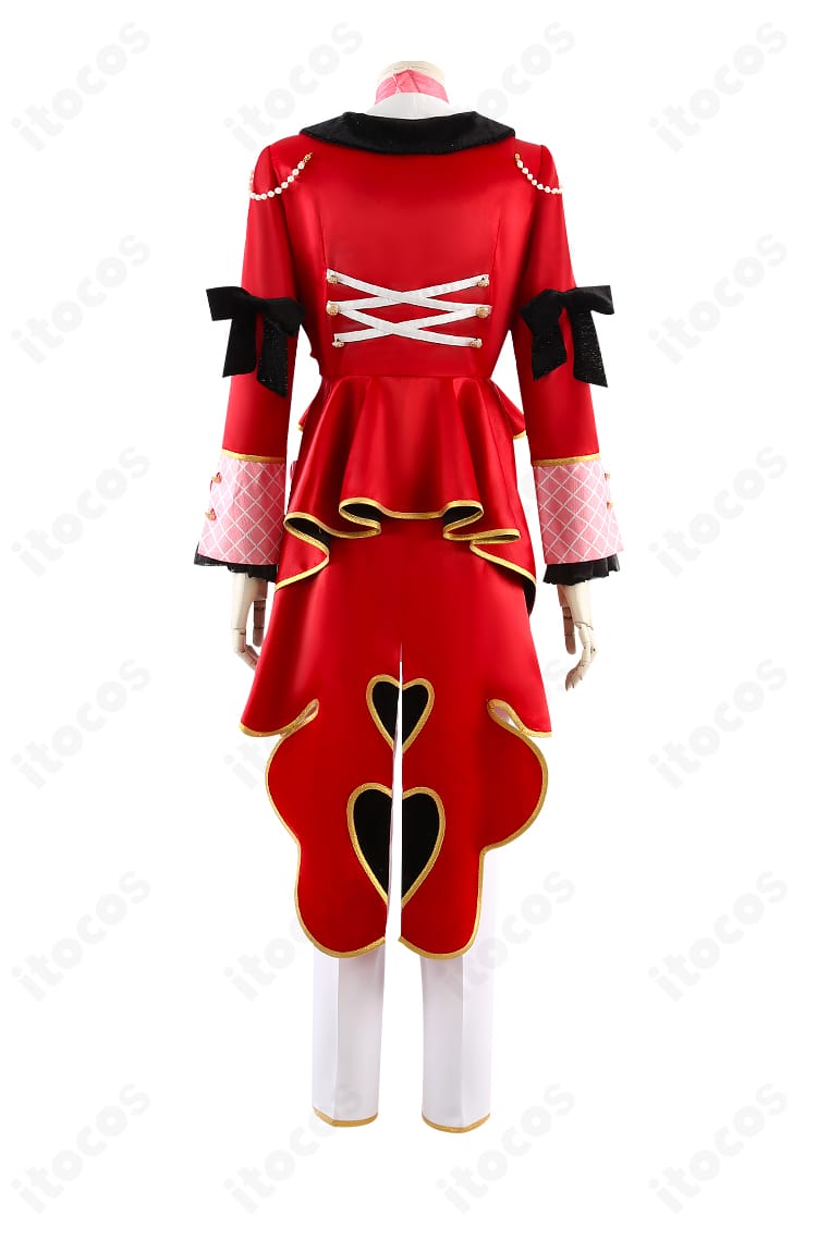 商品背面画像：朱桜司 ラブコレクター衣装のバックスタイル。背面装飾と裾のシルエットを詳細に表示