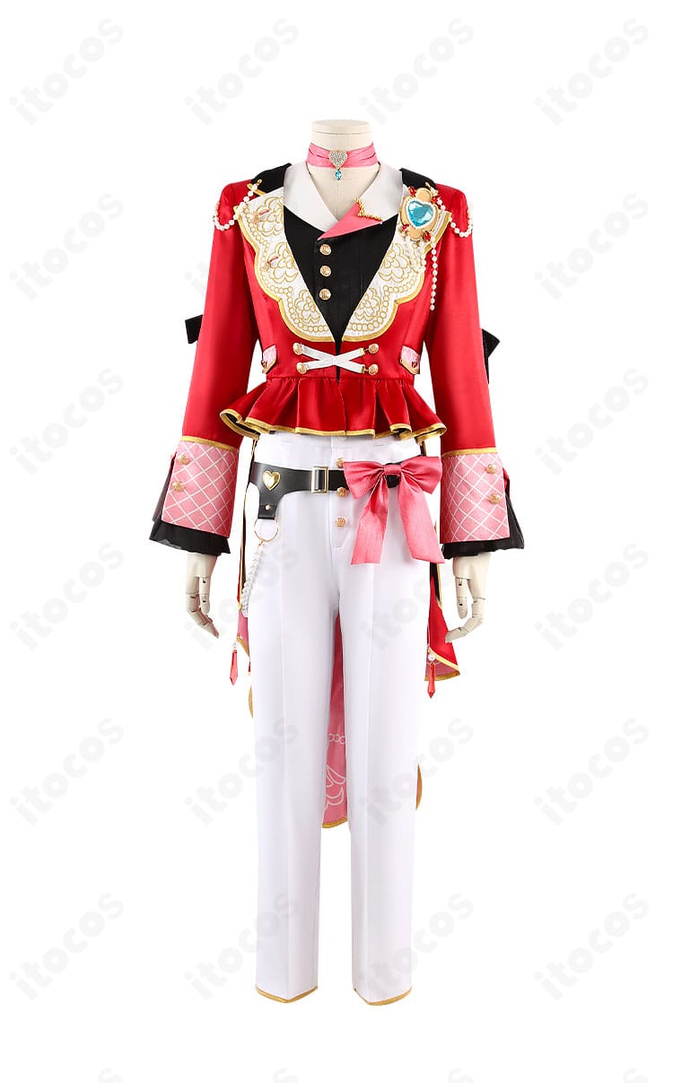 商品正面画像：朱桜司 ラブコレクター衣装のフロント。襟の刺繍や胸飾り、配色が確認できる高再現デザイン