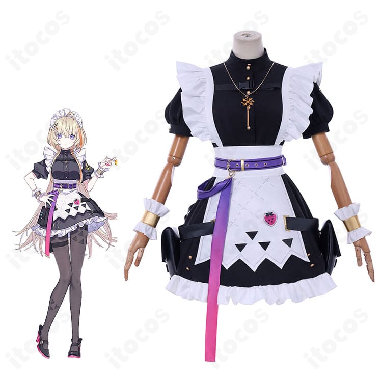 にじさんじ 風楽奏斗をイメージしたメイド服コスプレ一式とキャラクターイメージの合成ビジュアル