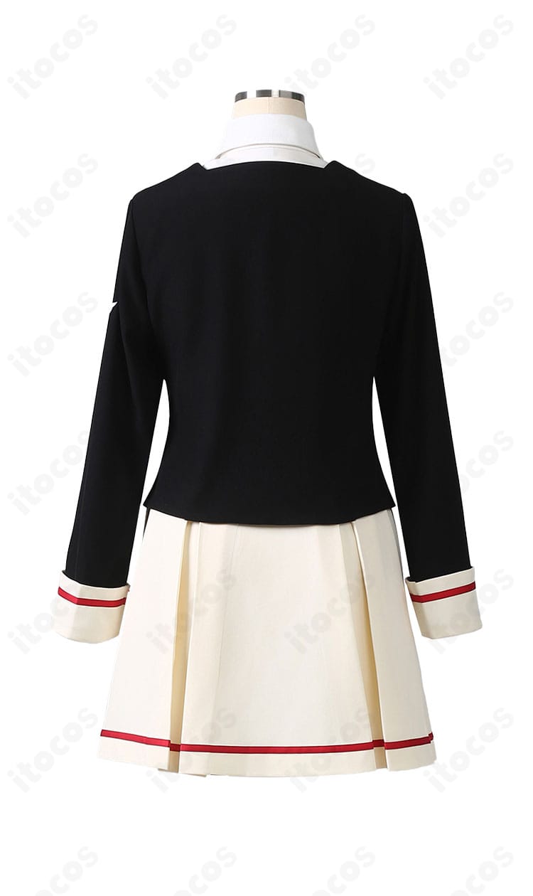 カードキャプターさくら 木之本桜 制服コスプレ衣装の背面。背中のラインとスカートの広がりを確認できる画像。