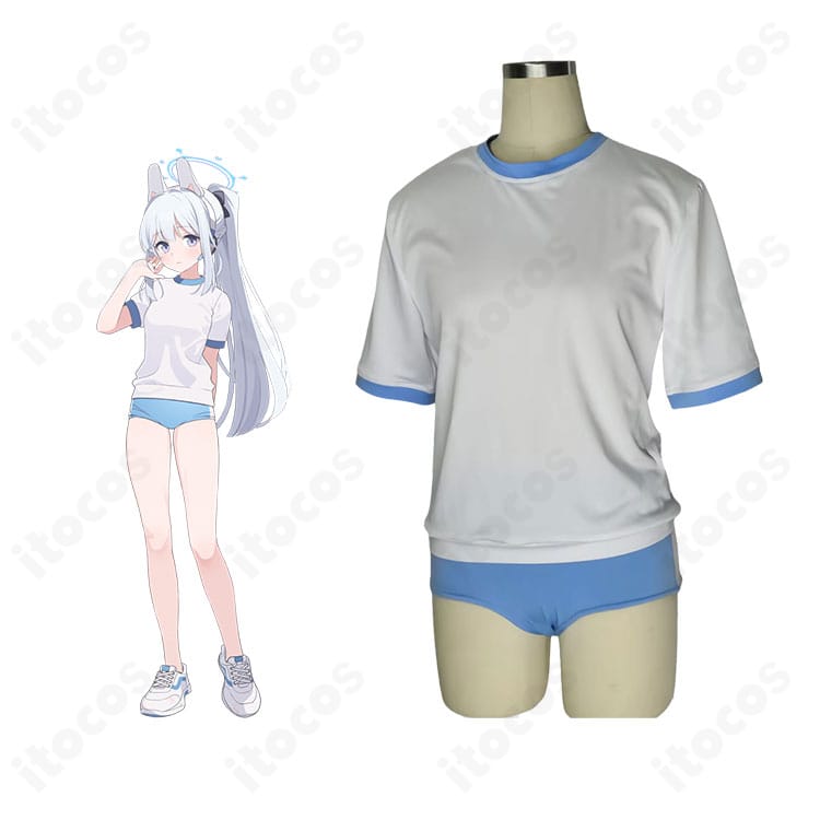 ブルーアーカイブ 月雪ミヤコの体操服コスプレ衣装・イメージカット。配色とラインを高再現したITOCOS製セットの全体感。