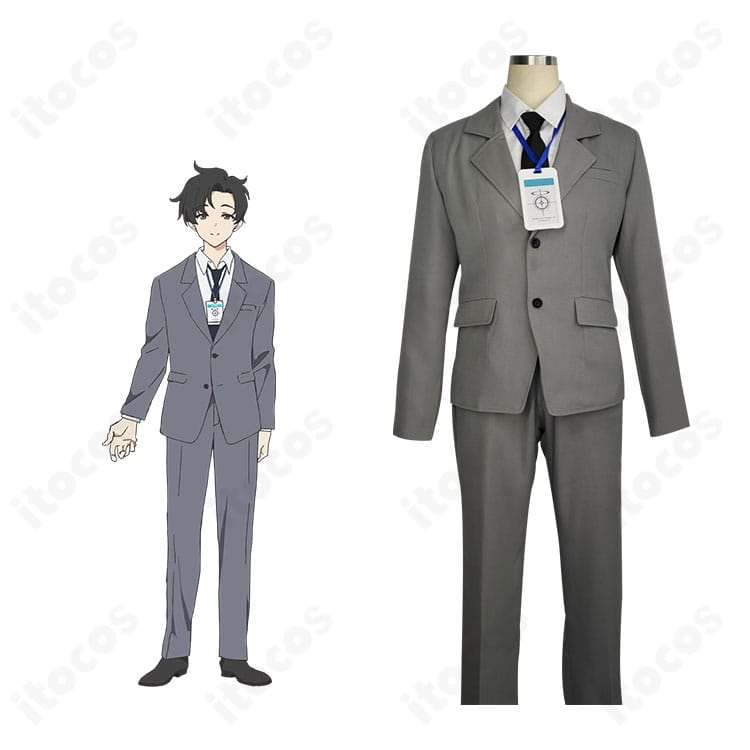 ブルーアーカイブ 先生 シャーレ制服コスプレの正面と公式イラスト比較。ロングコートと名札まで高再現のセットアップ。