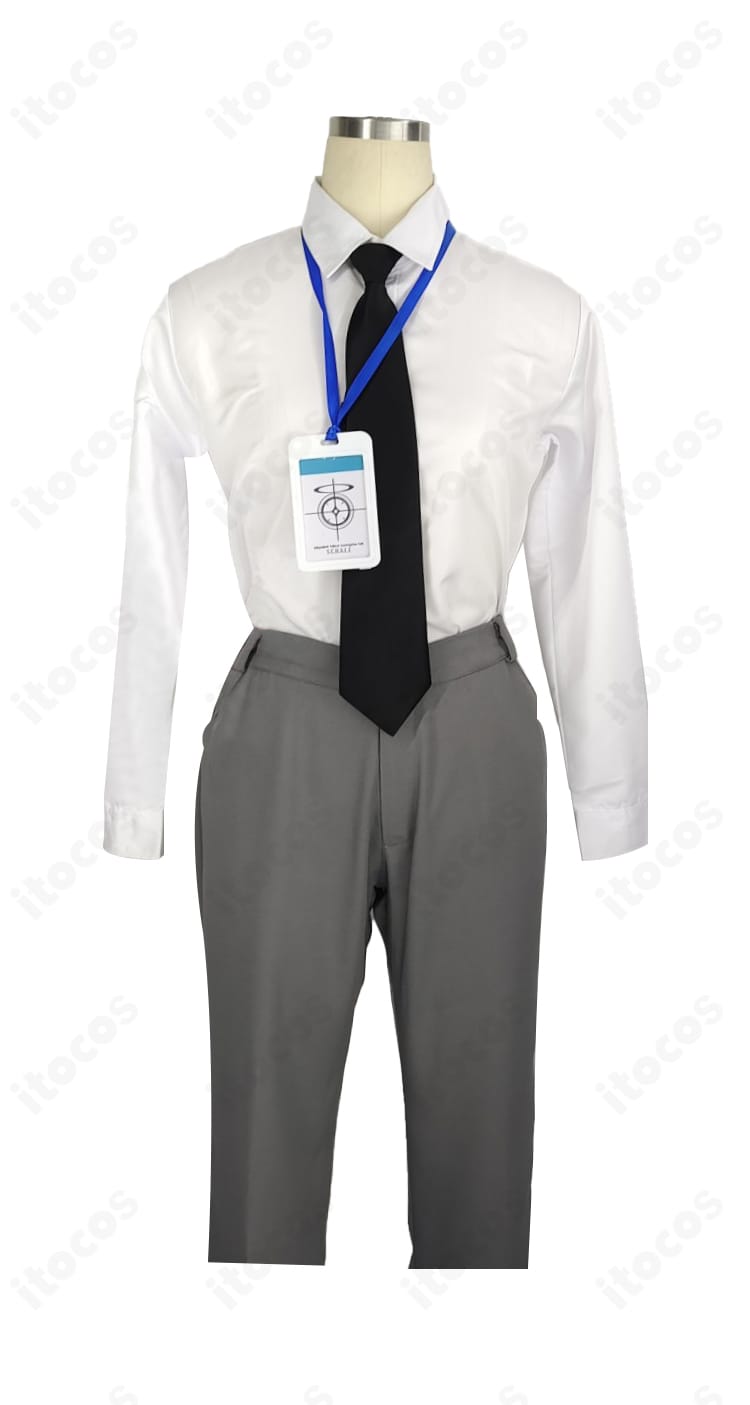 ブルーアーカイブ 先生 コスプレ衣装の衿・ネクタイ・名札のクローズアップ。質感と装飾の作り込み。