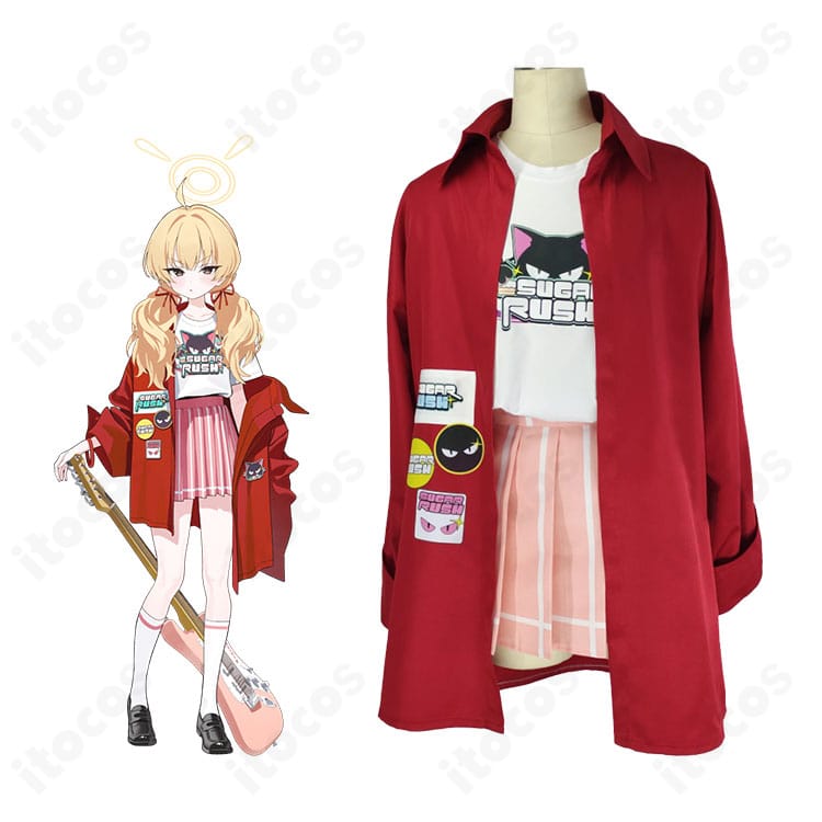 伊原木ヨシミのバンド風コスプレ衣装を着用したイメージカット。ステージ感のある小物使いと全体の雰囲気が分かる写真。