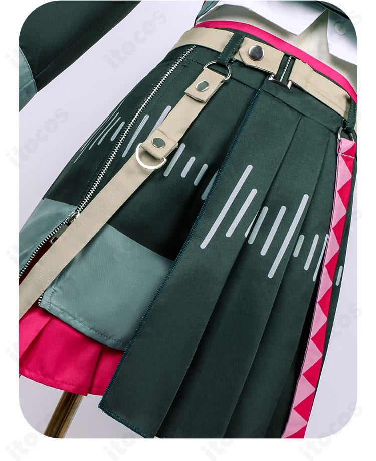 スカート装飾の詳細。ステージ映えするデザインバランスを捉えた重音テト衣装