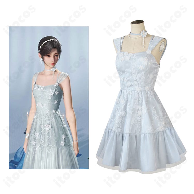 恋と深空 プレイヤー「春から花へ捧ぐ」コスプレ衣装の全身コーデとキャラクターイメージの比較画像