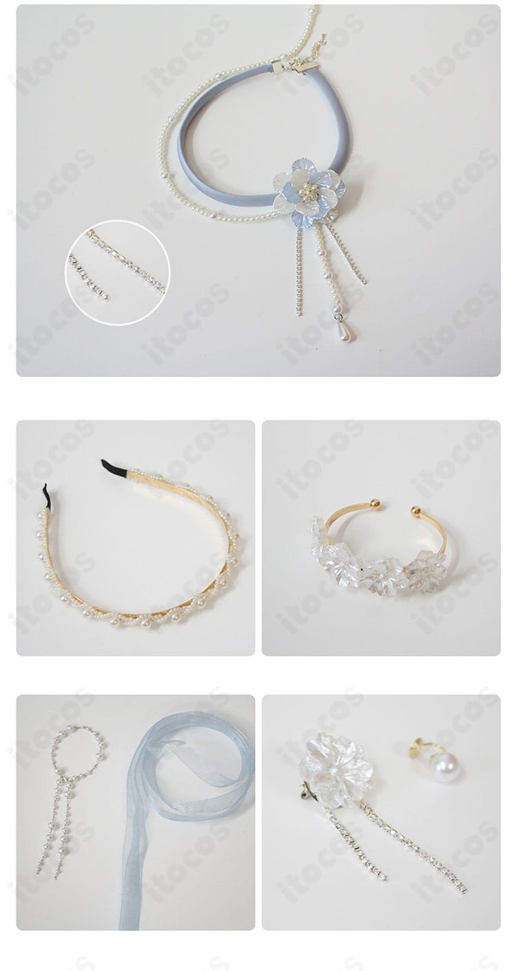 髪飾り（カチューシャ）と装飾パーツの構成・サイズ感が分かるディテール写真