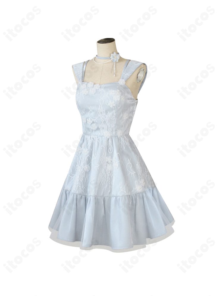 恋と深空 プレイヤー「春から花へ捧ぐ」ワンピースの側面シルエットと着用感を示す詳細写真