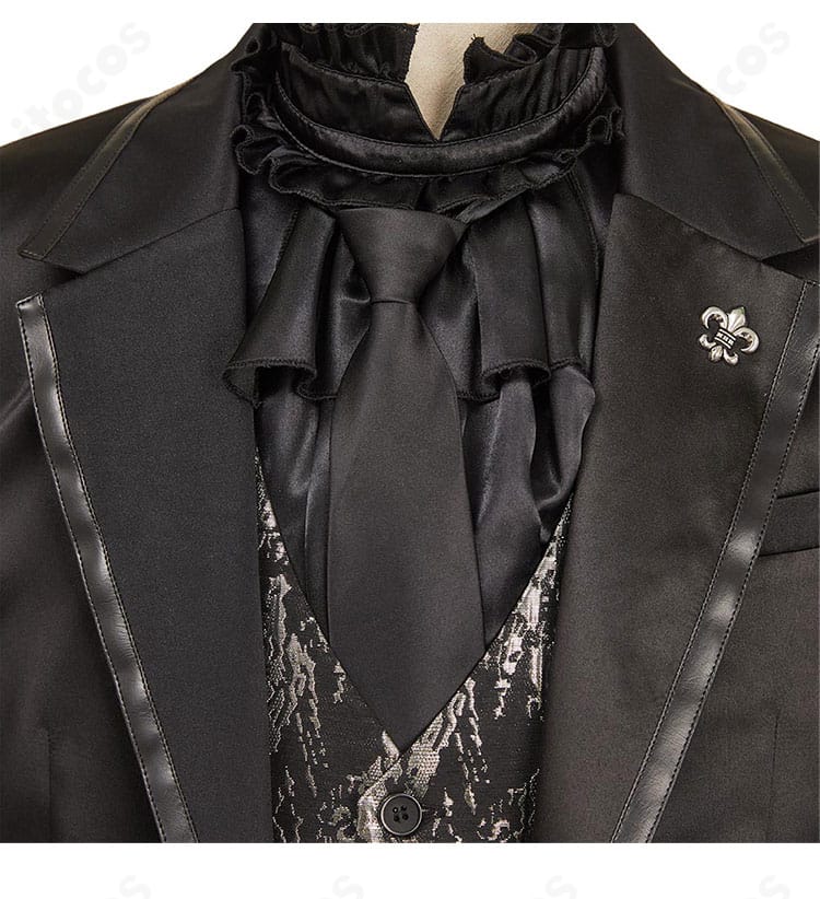 襟元ディテールの接写。シャツとネクタイの収まりが分かる佐野万次郎 スーツver.