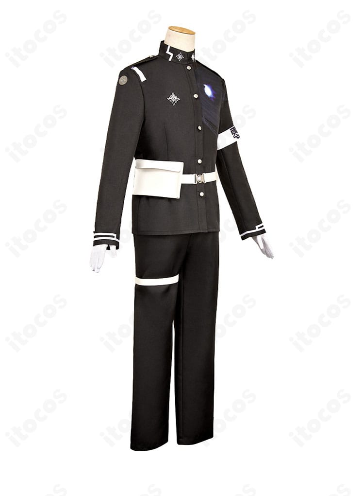 右側面図：HUNDRED LINE 澄野拓海 制服コス。脇線のシルエットや太もも飾り、ポーチ位置を確認できる