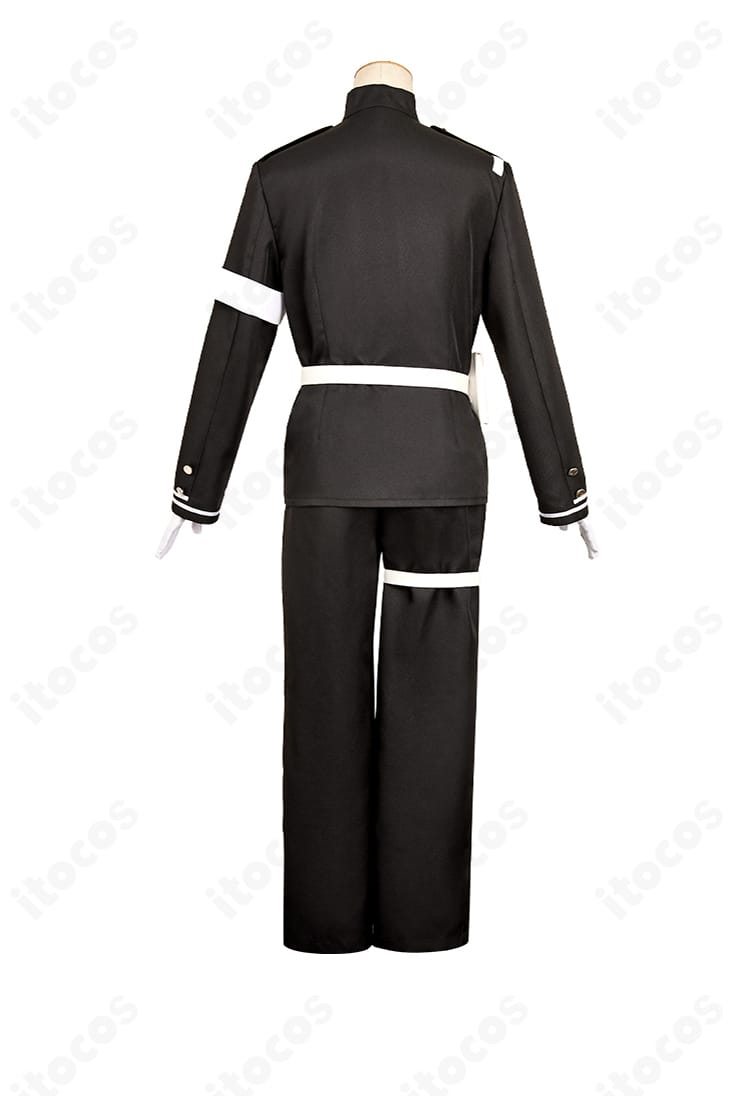 背面図：HUNDRED LINE -最終防衛学園- 澄野拓海の制服。背面パネルの切り替えとベルト取り回しの仕上げ