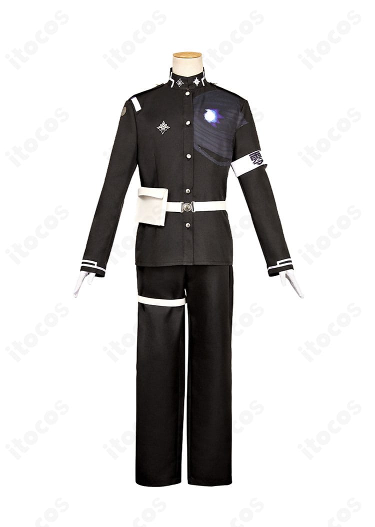 正面図：澄野拓海 コスプレ衣装。清楚で精緻なトップスとパンツのライン、腕章とベルト構成が見える