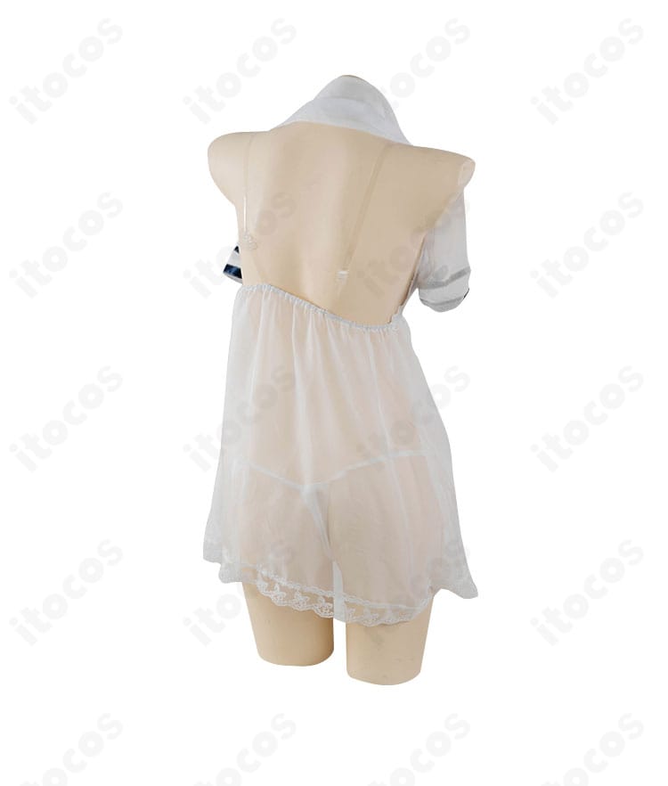 ヘルム アフターシャワー コスプレ衣装の背面全体像。背中側のラインと装飾配置、イベント使用を想定した仕立てを示す画像。