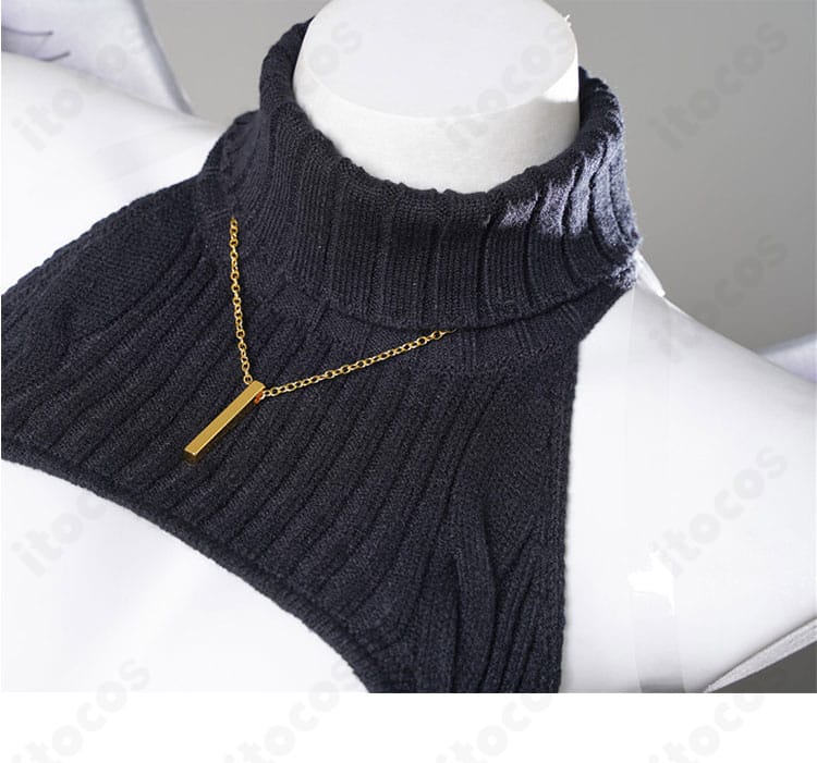 天音かなたモチーフ 妹イメージ衣装のネックレス装飾アップ。天使モチーフを引き立てるアクセント