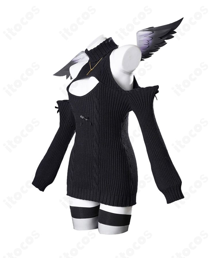 天音かなたモチーフ 妹イメージ衣装の側面。スカートラインと羽翼位置のバランスが分かる全身画像