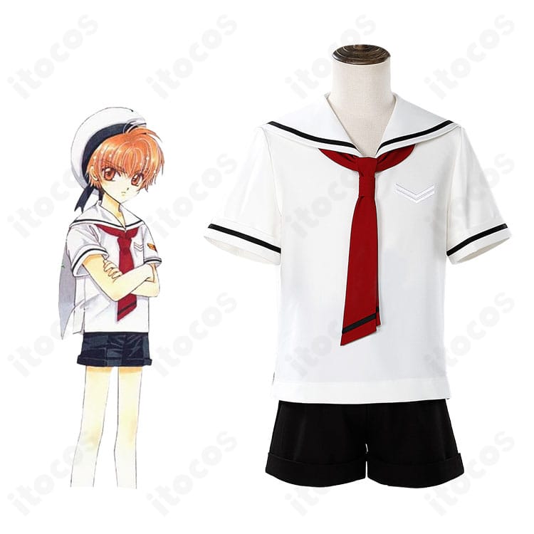 カードキャプターさくらの李小狼・夏服制服コスプレと作中イメージの対比カット。高再現の配色と少年感が伝わる1枚。