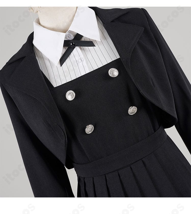 白矢環（シロ）衣装の襟元装飾アップ。精緻な刺繍と縁取りが強調されるディテール写真。