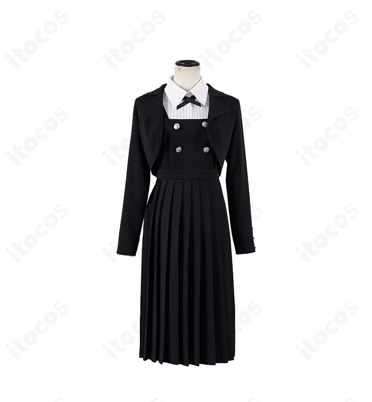 ロックは淑女の嗜みでして 白矢環（シロ）衣装の正面全体。コートとリボンの配置、フロントのシルエットが分かるカット。