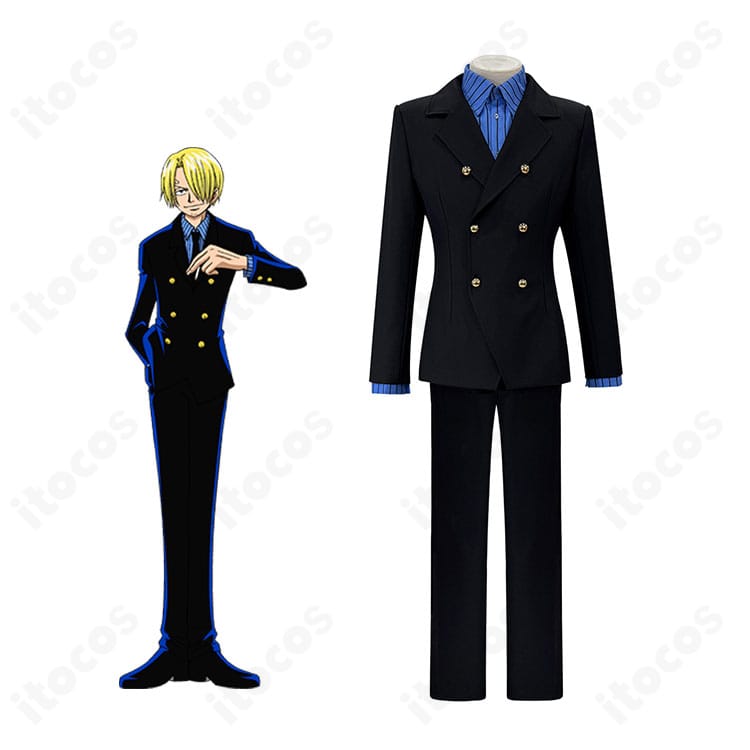 ONE PIECE サンジ ワンピース・オン・アイス版コスプレ衣装の正面とキャラクター比較画像