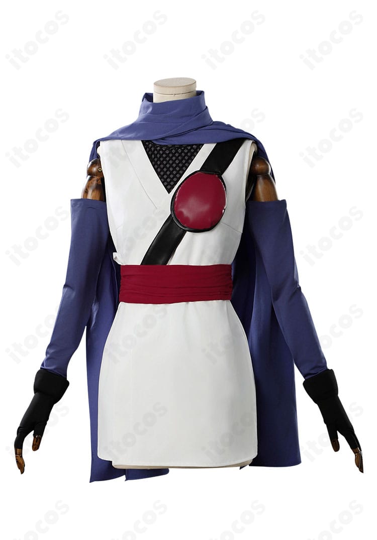 猿飛あやめ くノ一コスプレ衣装の正面ディテール。トップスのラインとベルト位置が分かりやすい構図でフィット感を表現。