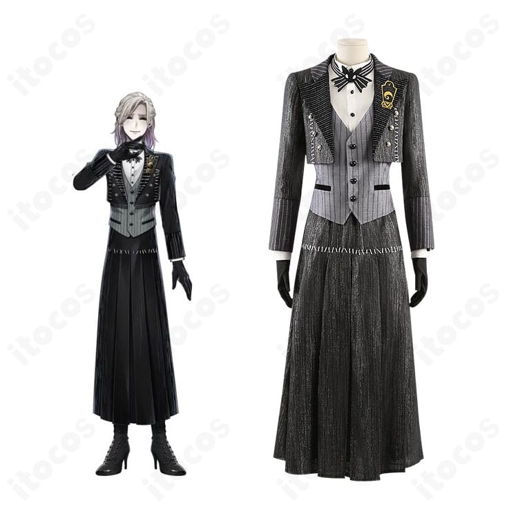 商品正面とヴィル・シェーンハイトのキャライメージを並置したコスプレ衣装。ツイステッドワンダーランドの雰囲気を高再現で表現。